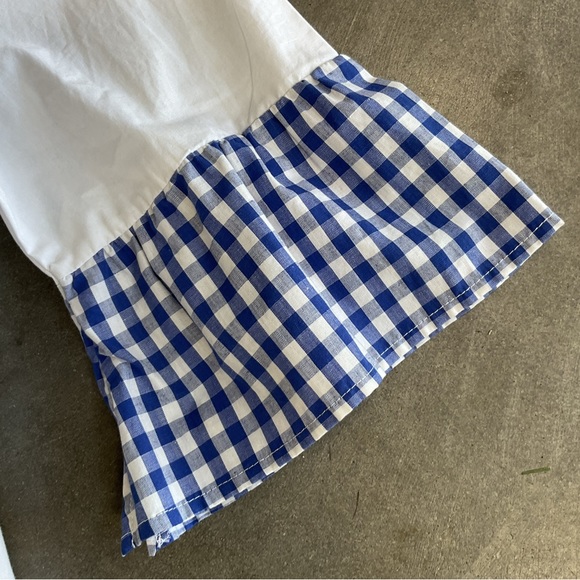 Preppy gingham trimmed crisp white tunic - Picture 3 of 4